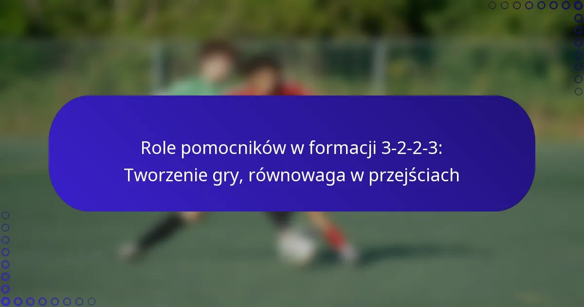 Role pomocników w formacji 3-2-2-3: Tworzenie gry, równowaga w przejściach